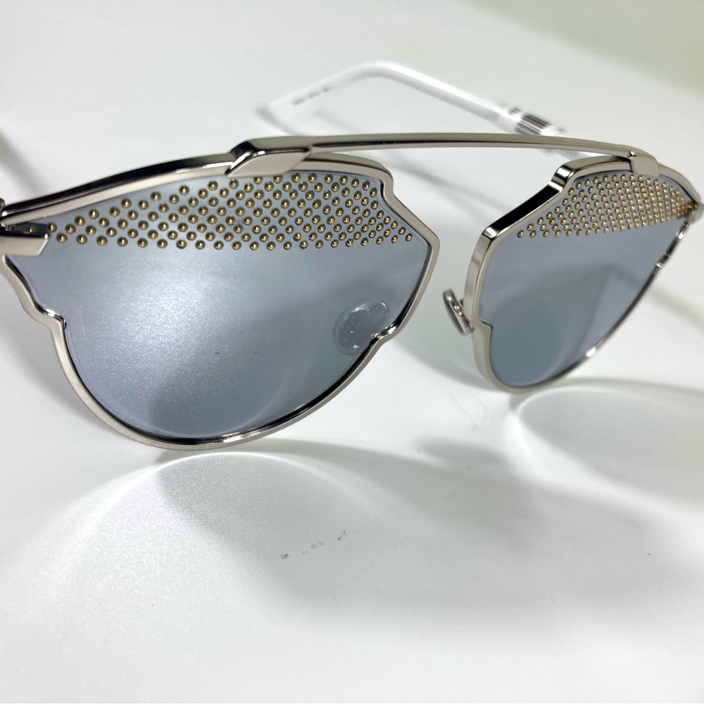 Christian Dior So RealS Studded 85LDC Palladium White Sunglasses Mirror NWT - Picture 9 of 17